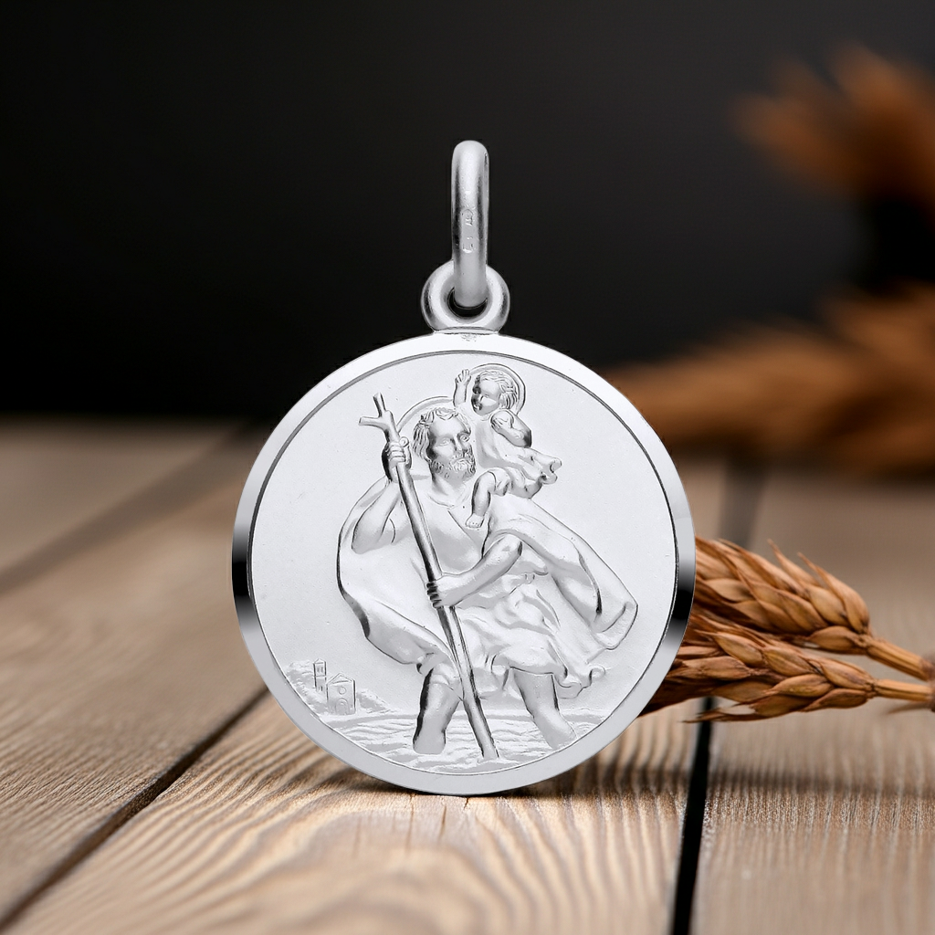 Sterling Silver St Christopher 925 Hallmark 21mm Diameter