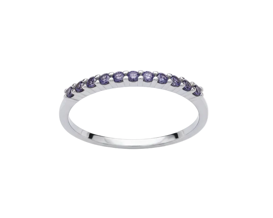 Sterling Silver Tanzanite Eternity Ring Anniversary Band 925 Hallmark Size K-S