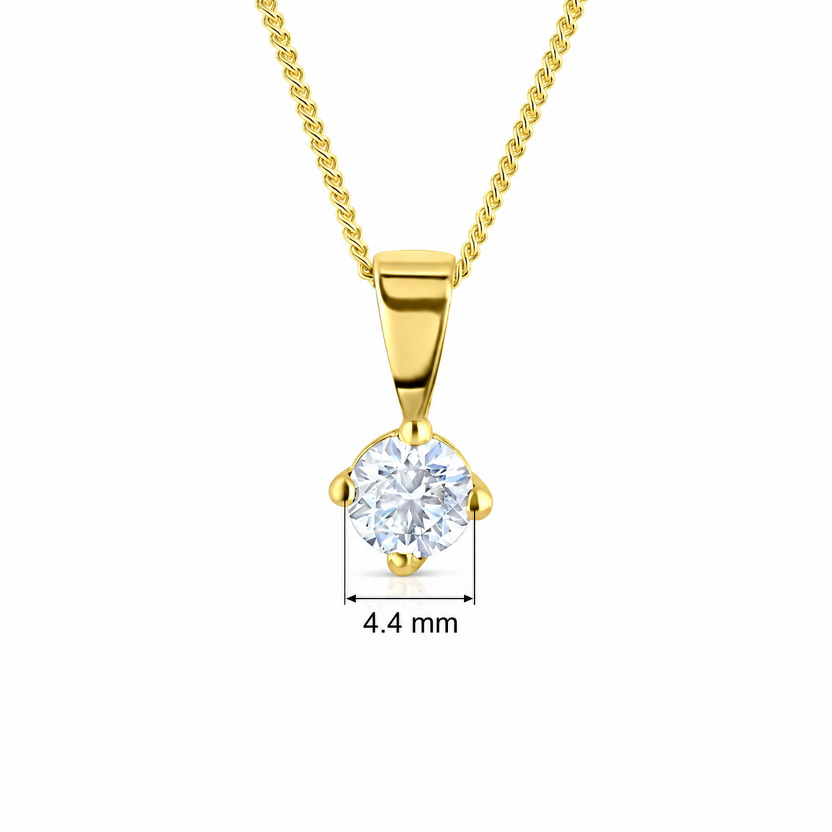 Genuine Diamond Solitaire Pendant 18ct Yellow Gold 18" 45cm Chain 0.35ctw