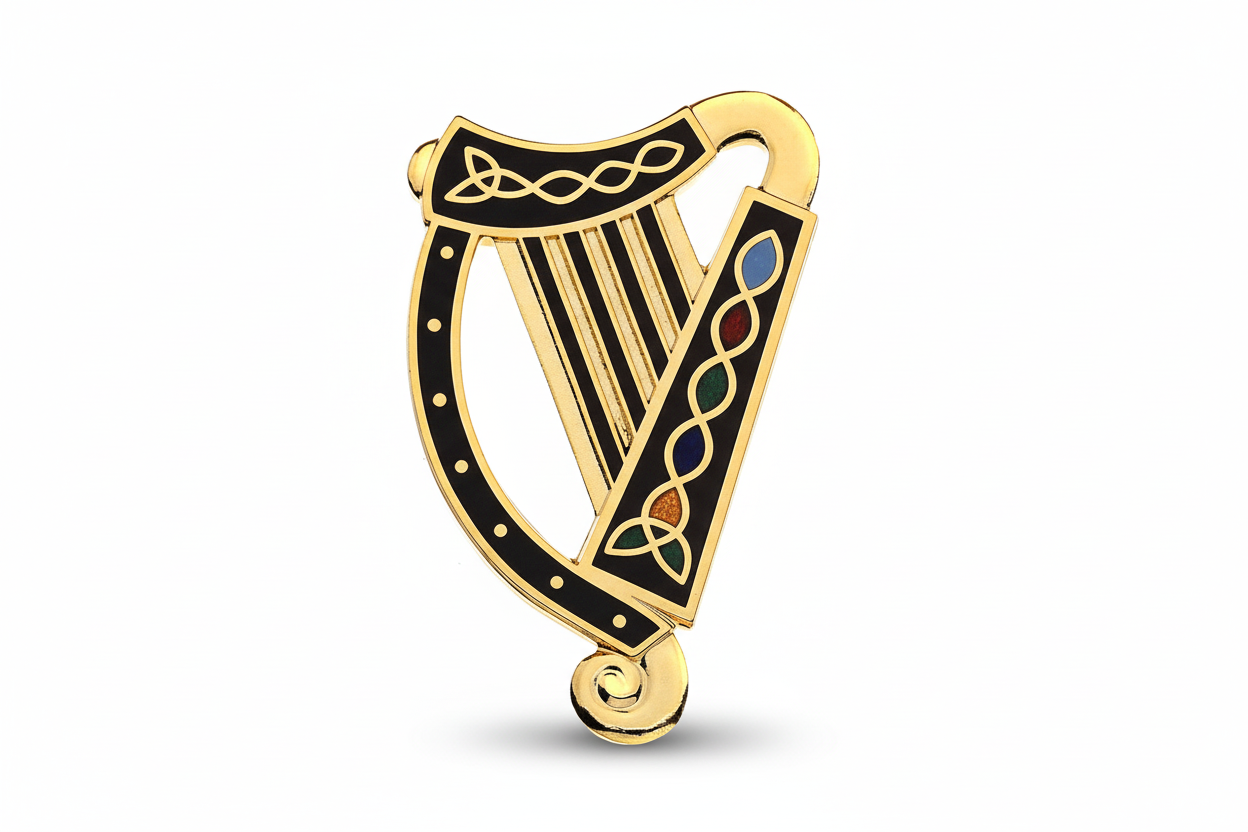 Irish Harp Brooch Gold Plated Brand New Gift Packaging