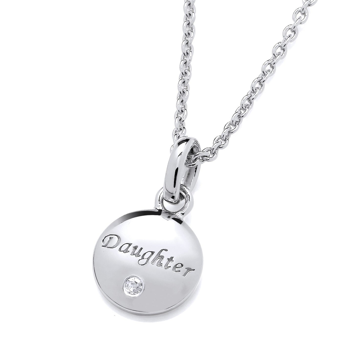 Natural Diamond Daughter Necklace Solid Sterling Silver 16-18" Length