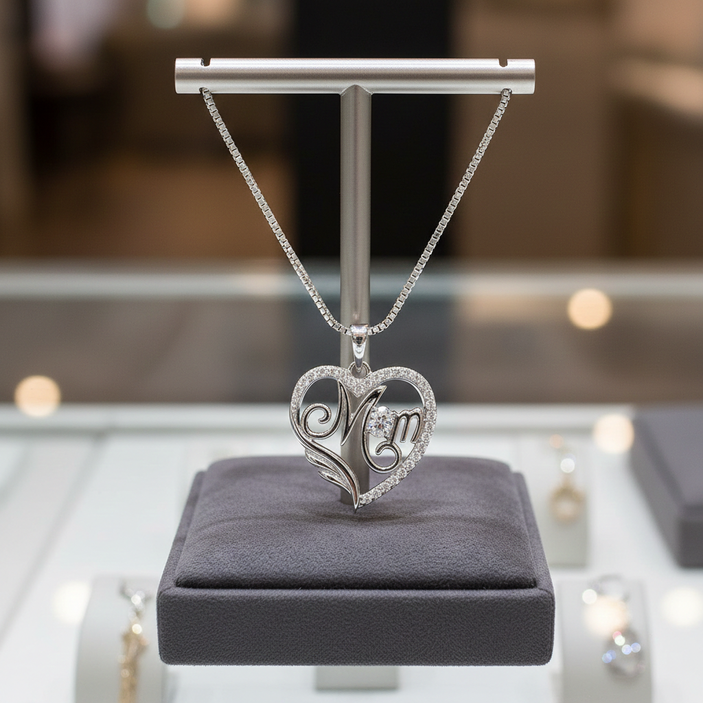 Mum Heart Pendant Solid Sterling Silver 925 Hallmark 18" Chain