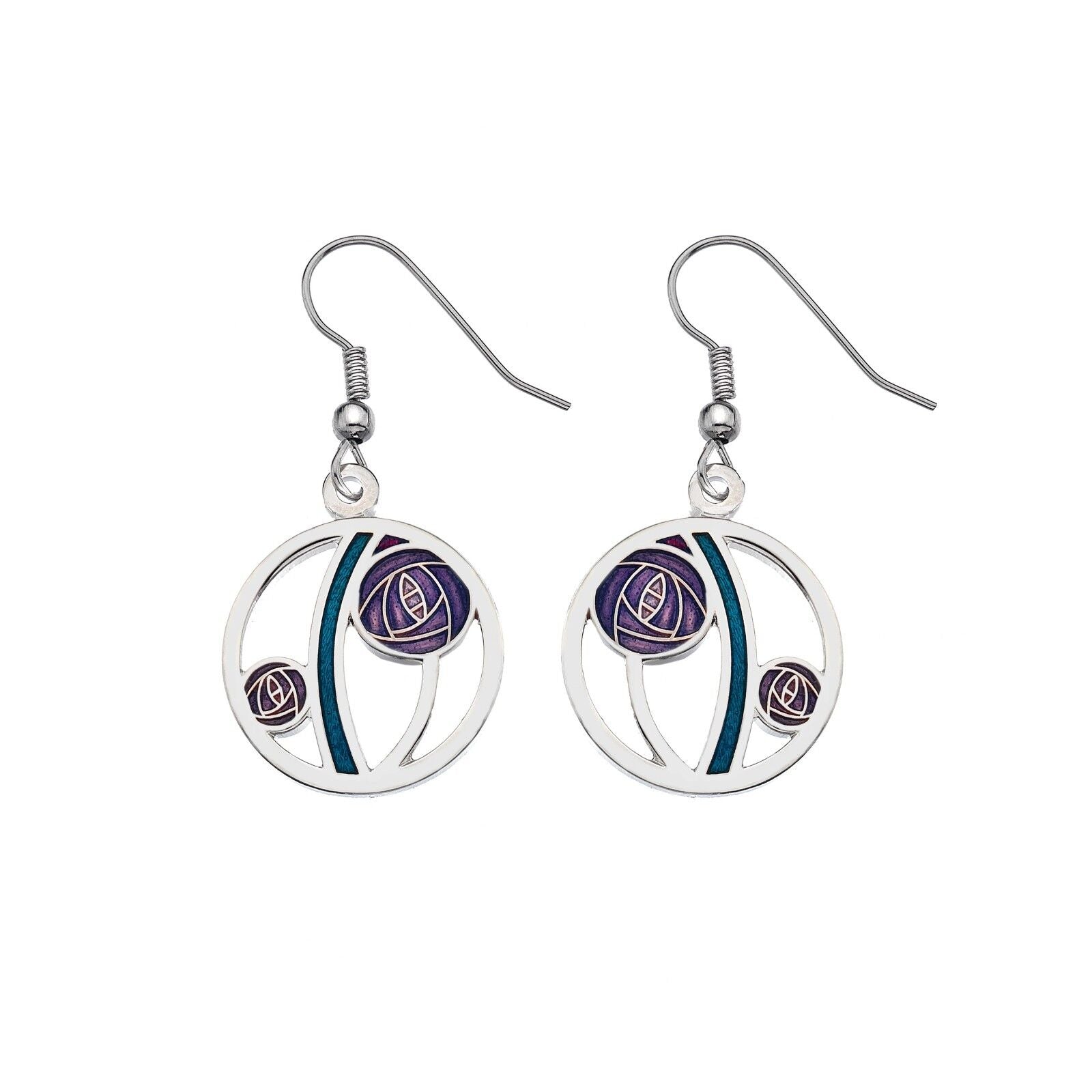 Mackintosh Rose Earrings Drop Drops Silver Plated Branded Packaging