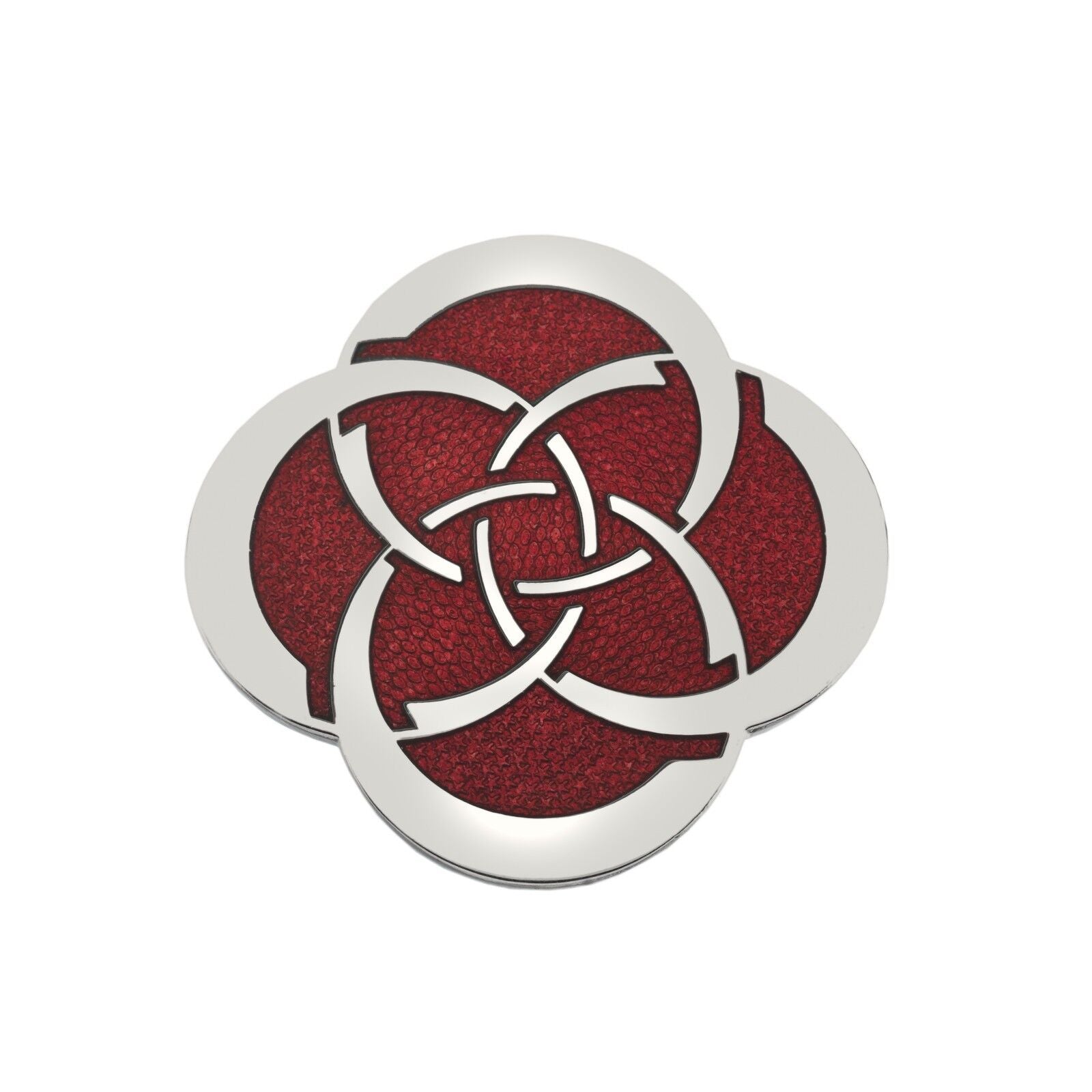 Celtic Slim Knot Brooch Silver Plated Red Brand New Gift Packaging