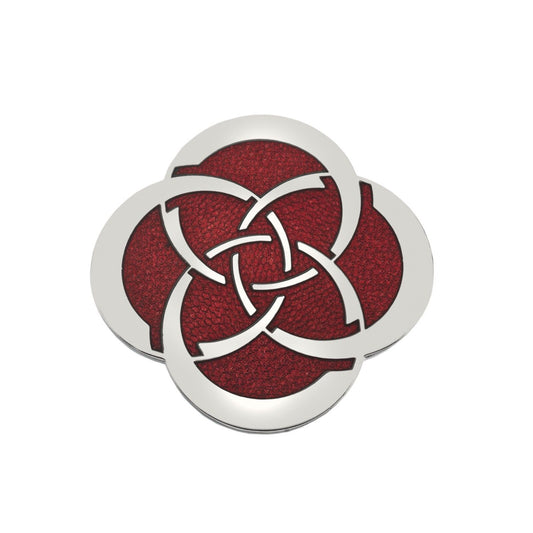 Celtic Slim Knot Brooch Silver Plated Red Brand New Gift Packaging