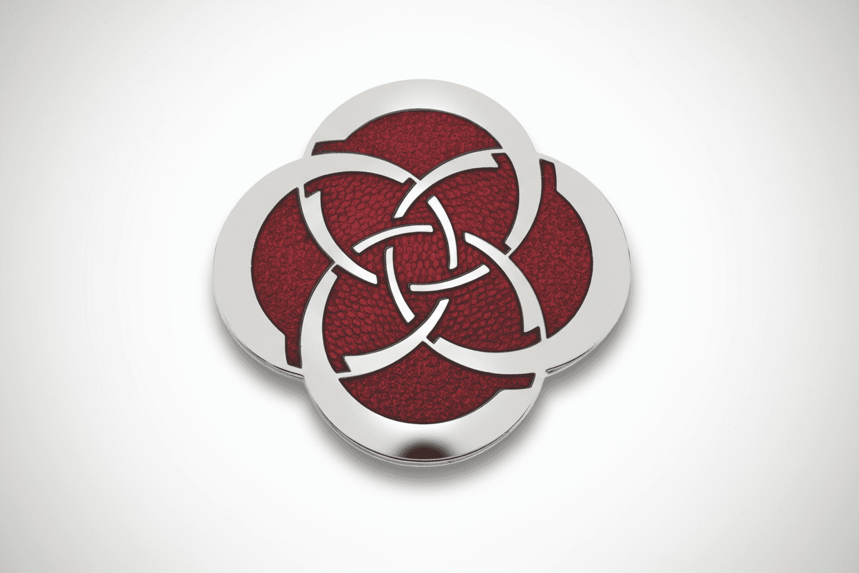 Celtic Slim Knot Brooch Silver Plated Red Brand New Gift Packaging
