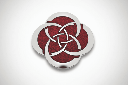 Celtic Slim Knot Brooch Silver Plated Red Brand New Gift Packaging
