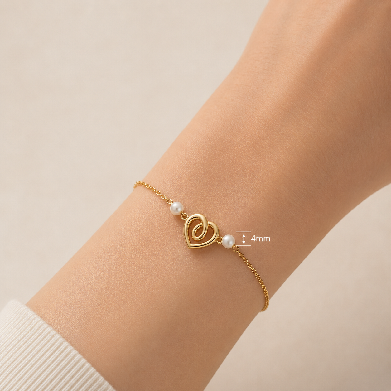 Infinity Heart Freshwater Pearl Bracelet 9ct Yellow Gold 375 Hallmark 19cm