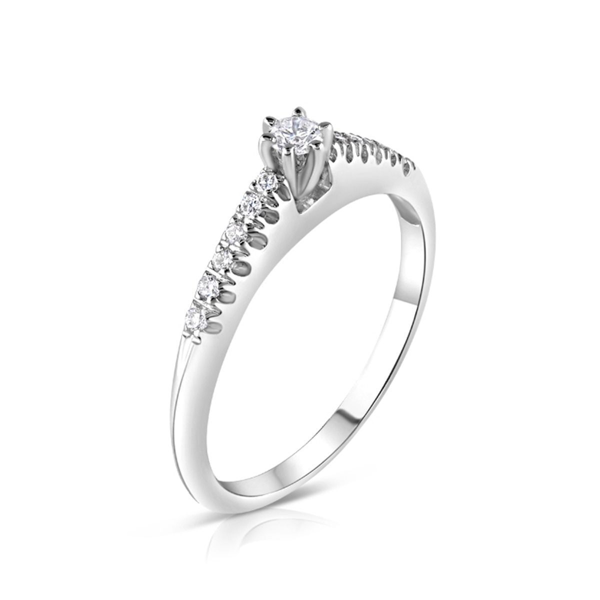 9ct White Gold 0.17ct Real Diamond Solitaire Engagement Ring Size J - Q