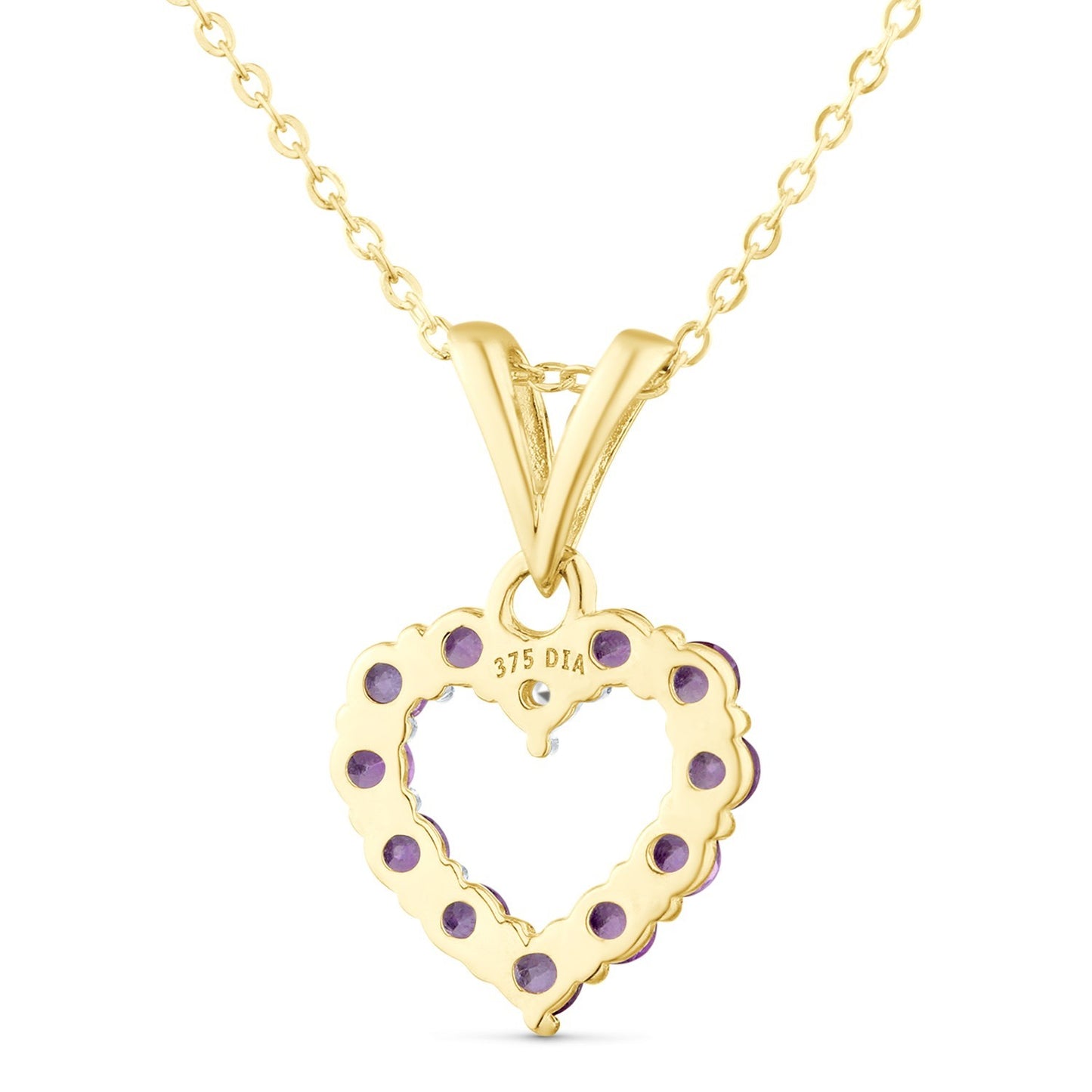 Amethyst & Diamond Heart Pendant Necklace Yellow Gold Fine Jewellery Gift