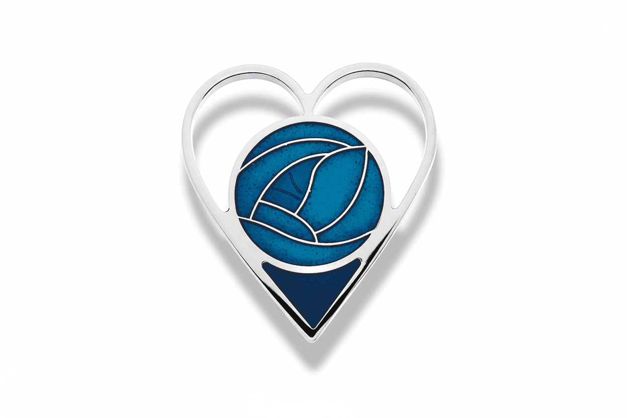 Mackintosh Turquoise Heart Brooch Silver Plated Brand New Gift Packaging