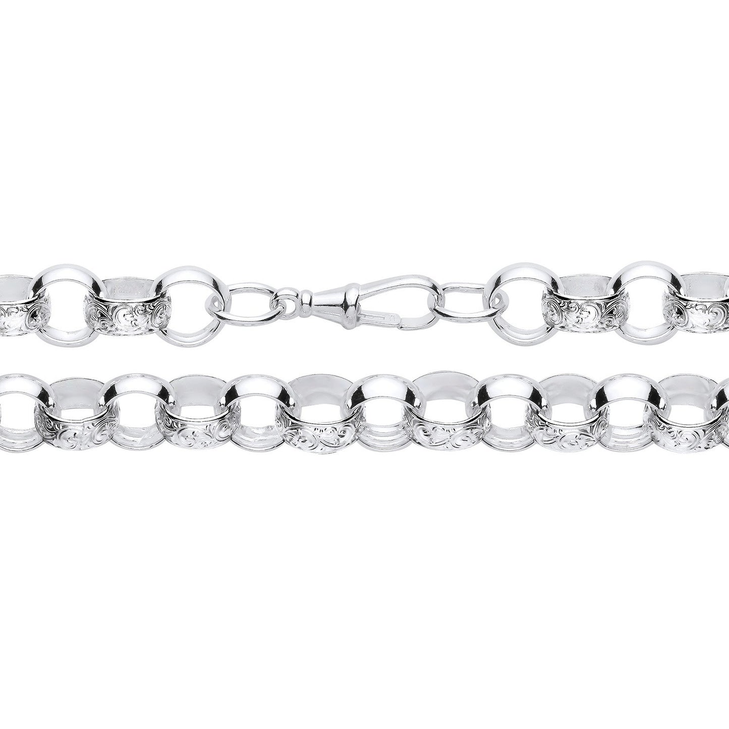 Men's Patterned  Belcher Chain Bracelet Solid Silver Hallmarked 11mm Wide 9"