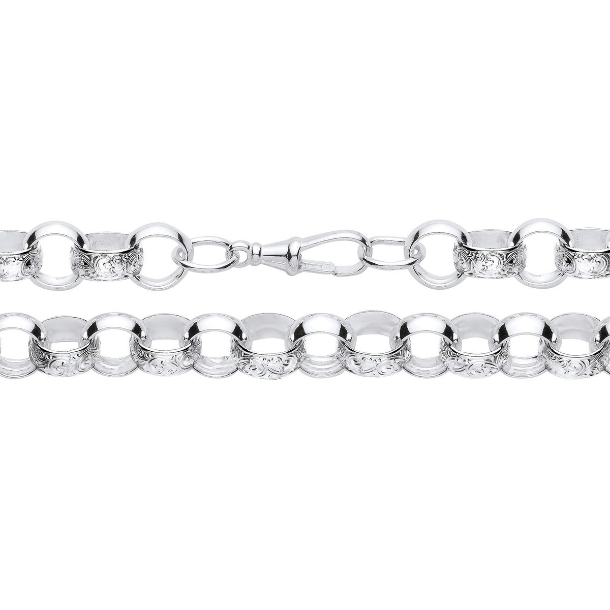 Men's Patterned  Belcher Chain Bracelet Solid Silver Hallmarked 11mm Wide 9"