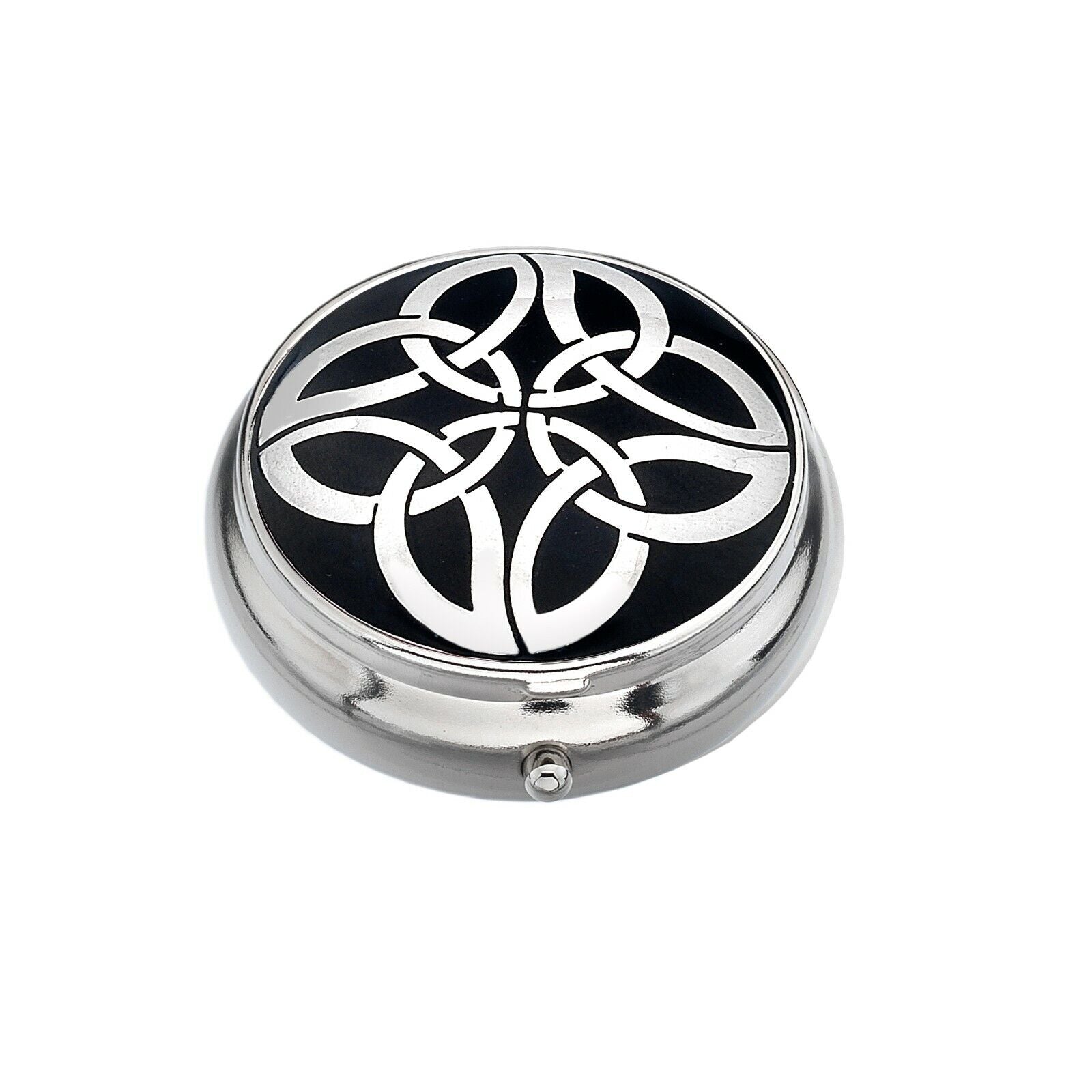 Pillbox Silver Plated Celtic Knot Circles Blue Brand New and Boxed