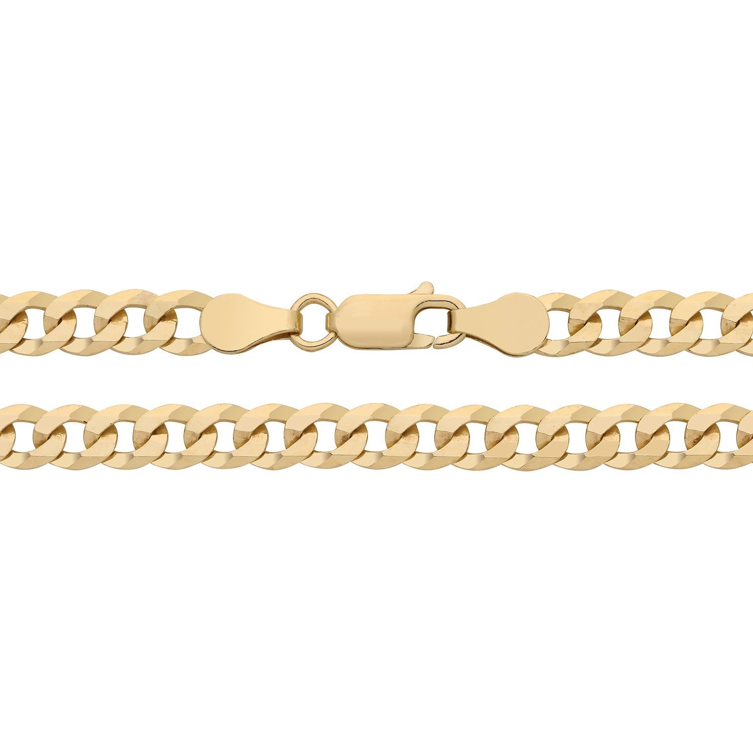 18ct Gold Mens Very Flat Curb Bracelet on Solid Silver 8" Hallmarked