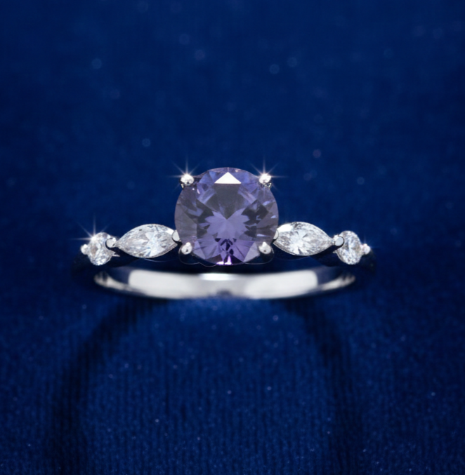 Sterling Silver Tanzanite Ring Solitaire Engagement 925 Hallmark Size K-S