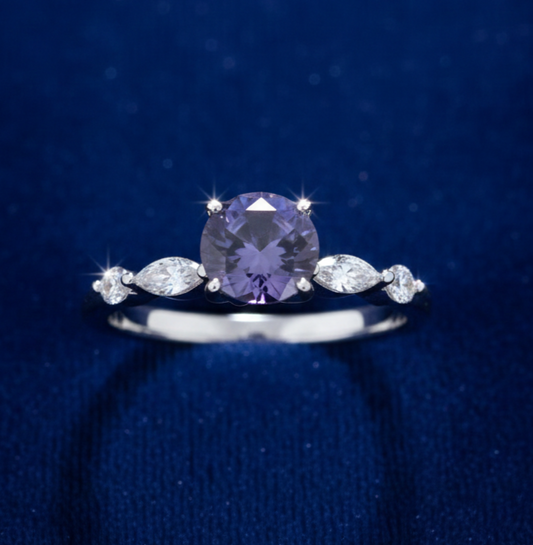 Sterling Silver Tanzanite Ring Solitaire Engagement 925 Hallmark Size K-S