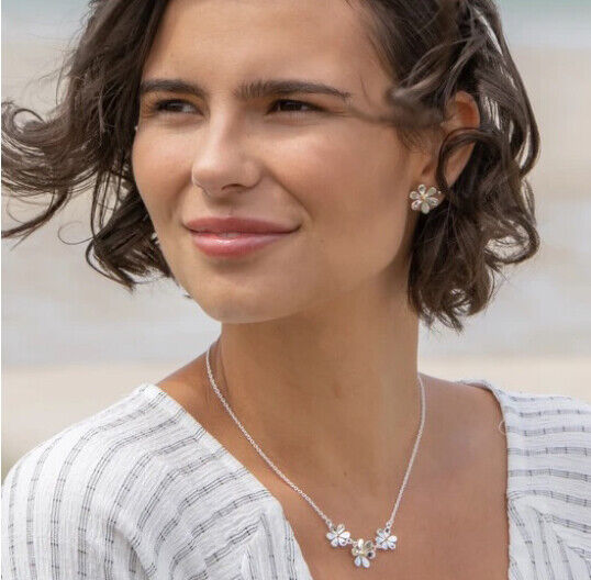 Silver Daisy Cluster Necklace Solid Sterling Silver 16-18" Hallmark Luxury Box