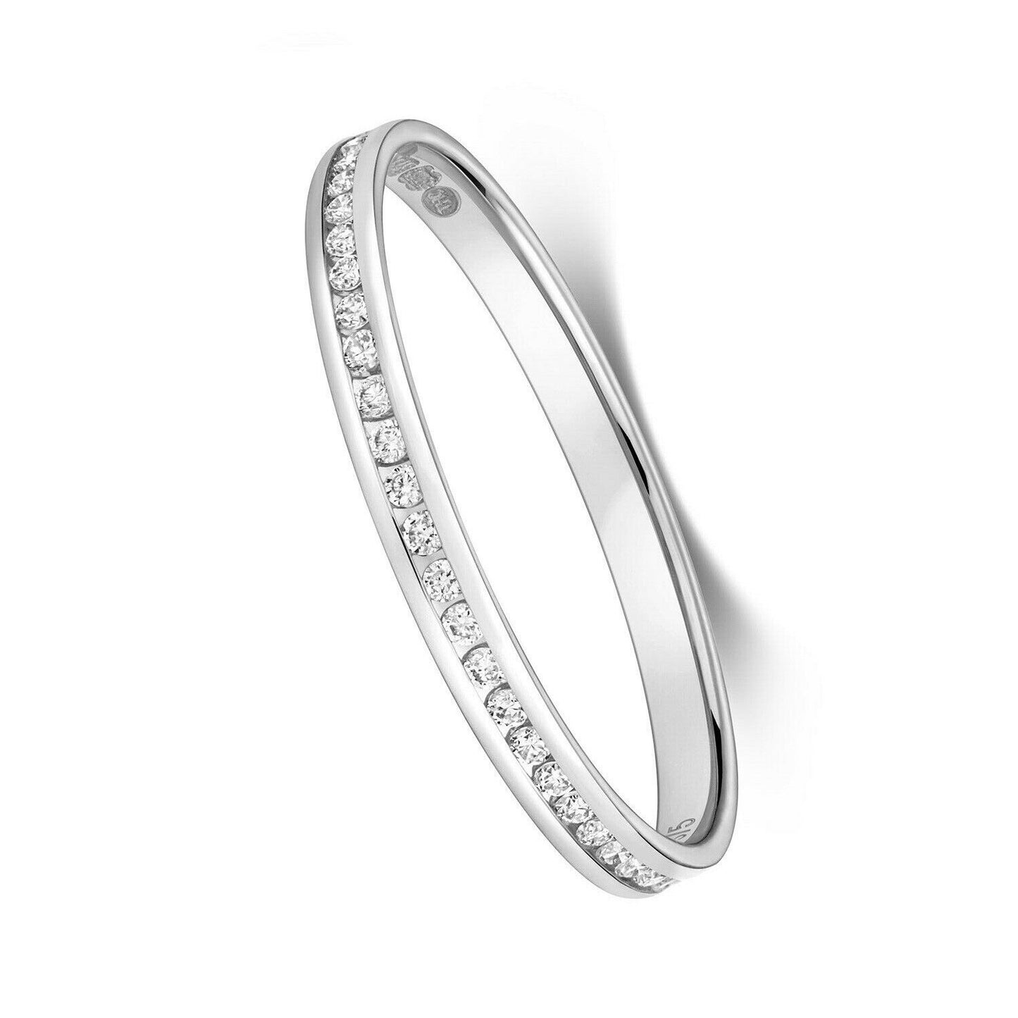 Real Diamond Eternity Ring Solid White Gold Anniversary 2mm Band Size J - Q