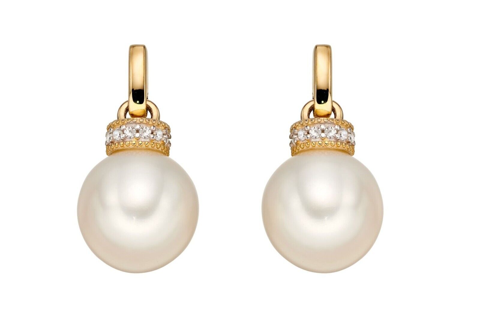 Freshwater Pearl & Diamond Pendant & Earrings In Yellow Gold 16 18 or 20" Chain