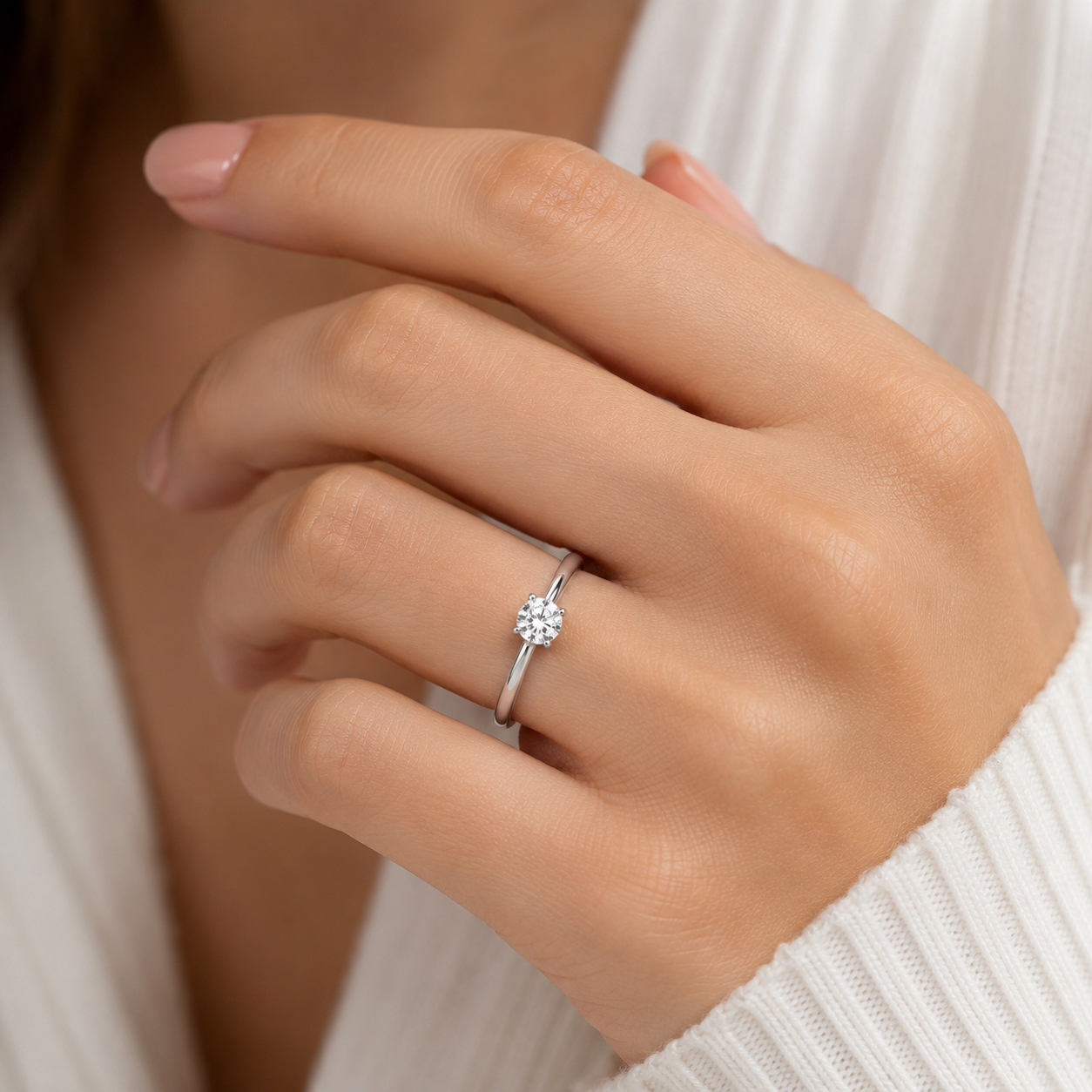 5mm Solitaire Engagement Ring Solid Sterling Silver 925 Size J - U