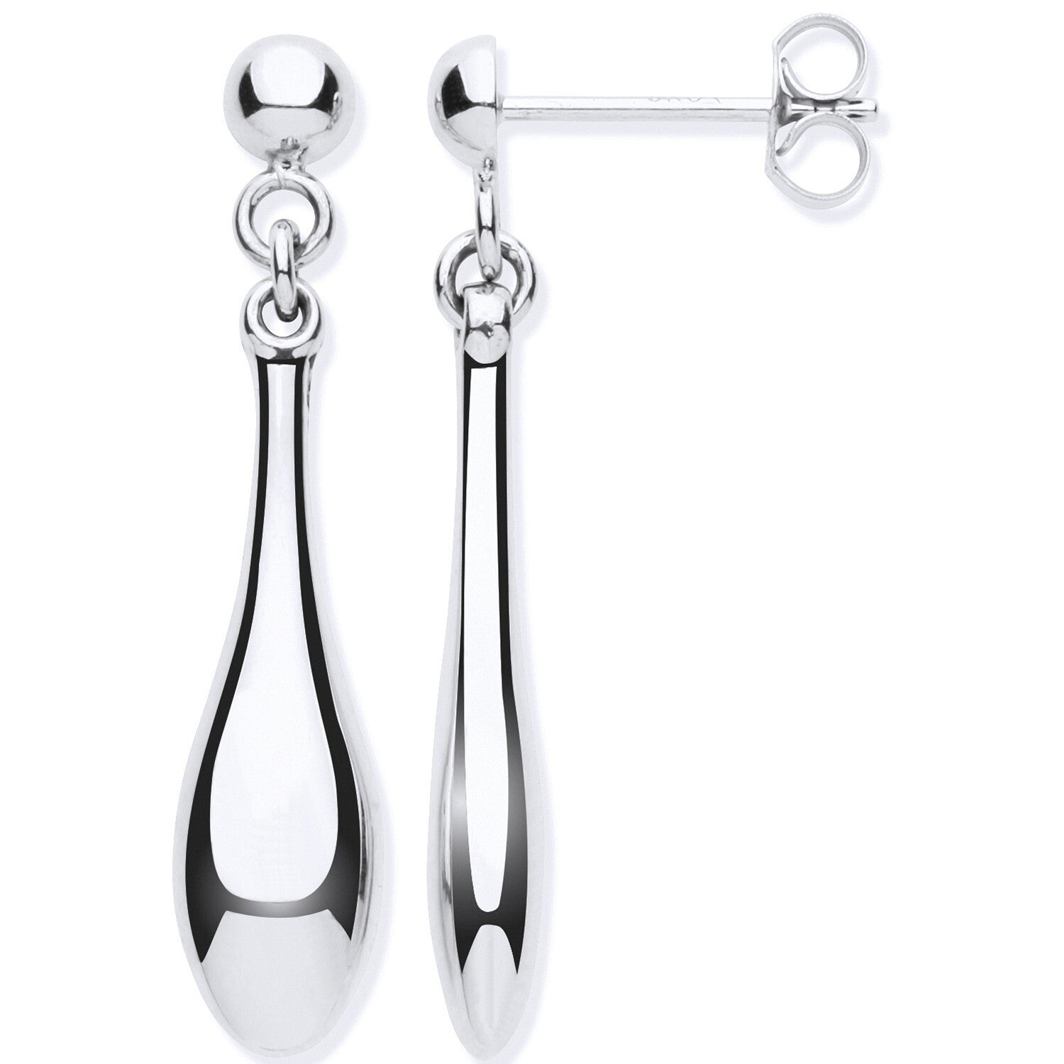 White Gold Drop Earrings 9ct Teardrop Dangly Drops Hallmarked 31 x 6mm