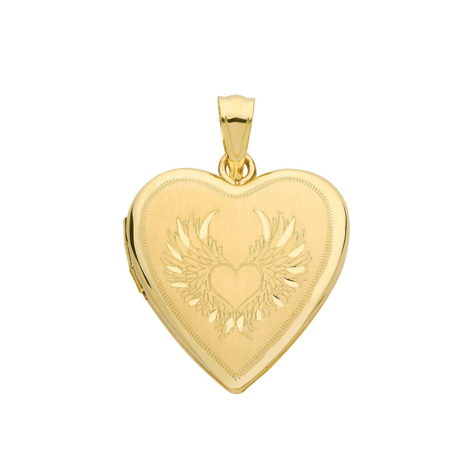 Angel Wings Heart Locket Solid 9 Carat Yellow Gold Hallmarked British Made