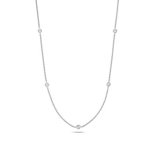 9ct White Gold Diamond Necklace 0.35ctw Real Diamonds Hallmarked 16 - 17"