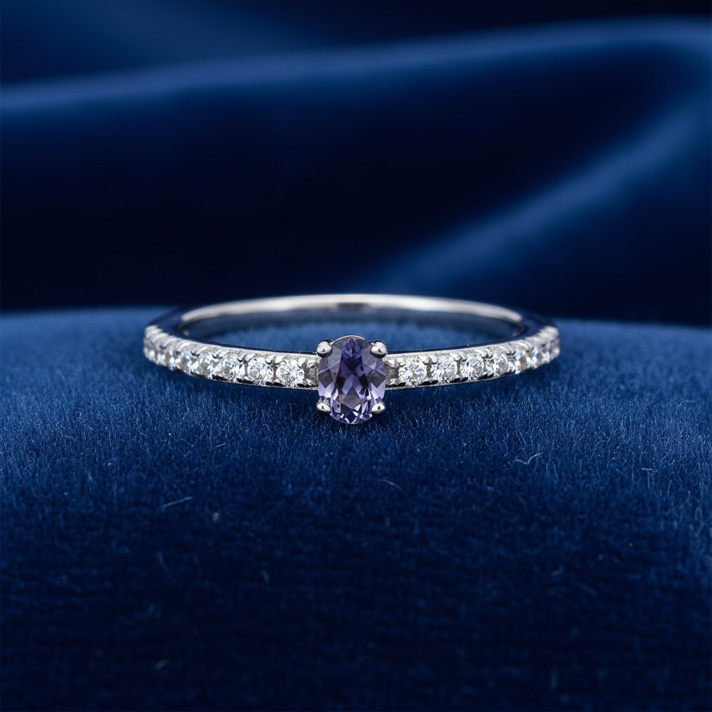 Tanzanite Oval Solitaire Ring Solid Sterling Silver 925 Hallmark Sizes K - S