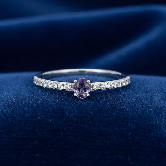 Tanzanite Oval Solitaire Ring Solid Sterling Silver 925 Hallmark Sizes K - S