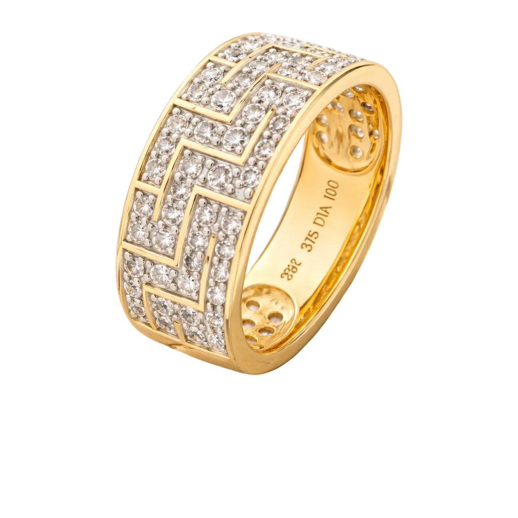 Men's Natural Diamond Puzzle Ring Solid Yellow Gold 1 Carat Diamonds Hallmarked