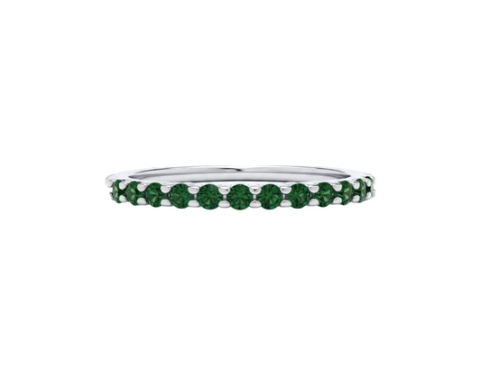 Sterling Silver Emerald Eternity Ring Anniversary Band 925 Hallmark Size K-S