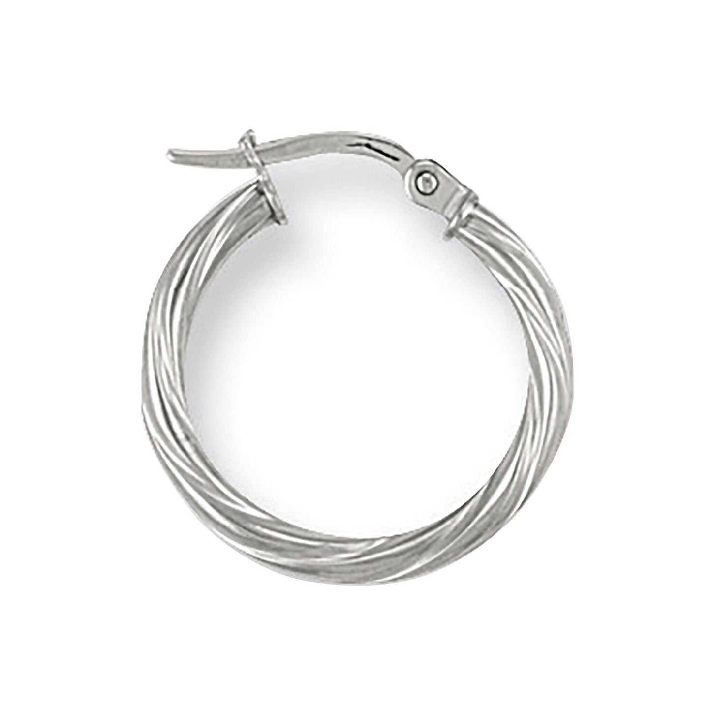 White Gold Twisted Hoop Earrings 19mm Creole Hoops Hallmarked
