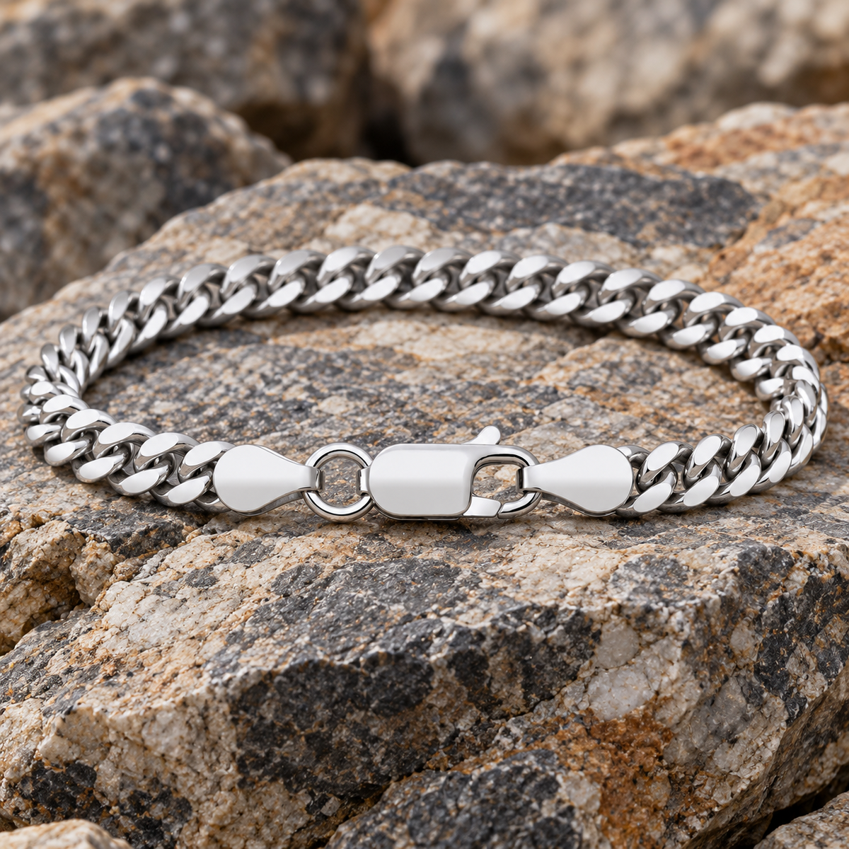 Men's Cuban Chain Bracelet Solid Silver 4mm Wide British Made Hallmarked 8"
