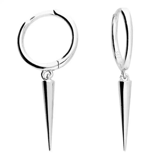 Men's Earring Spike Charm Hinged Huggie Single Earring Solid 925 Silver