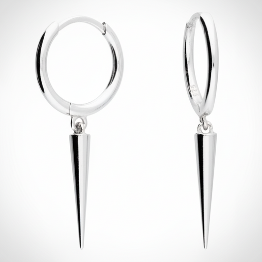 Men's Earring Spike Charm Hinged Huggie Single Earring Solid 925 Silver