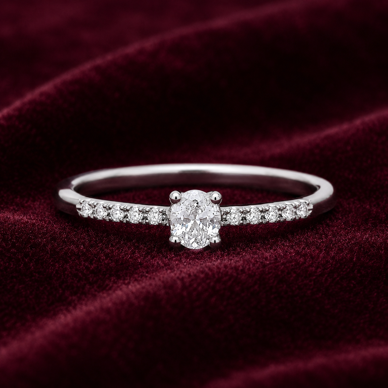 Oval Solitaire Engagement Ring Solid Sterling Silver 925 Size J-T