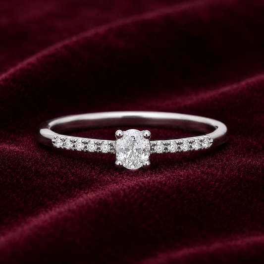 Oval Solitaire Engagement Ring Solid Sterling Silver 925 Size J-T