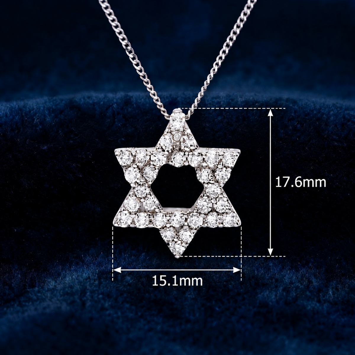 Diamond Star of David Pendant and Chain 18ct White Gold Genuine Premium Diamonds