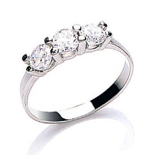 9ct White Gold Three Stone Ring Trilogy Engagement Fully Hallmarked