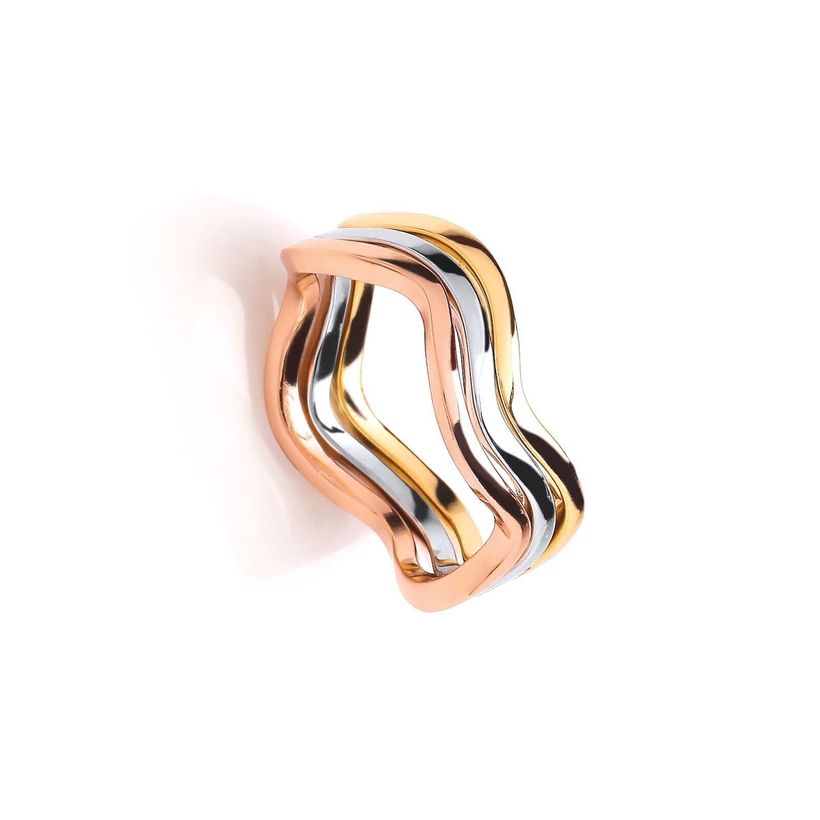 Stacking Band Ring Yellow Gold Rose Gold on Solid Sterling Silver 925 hallmark