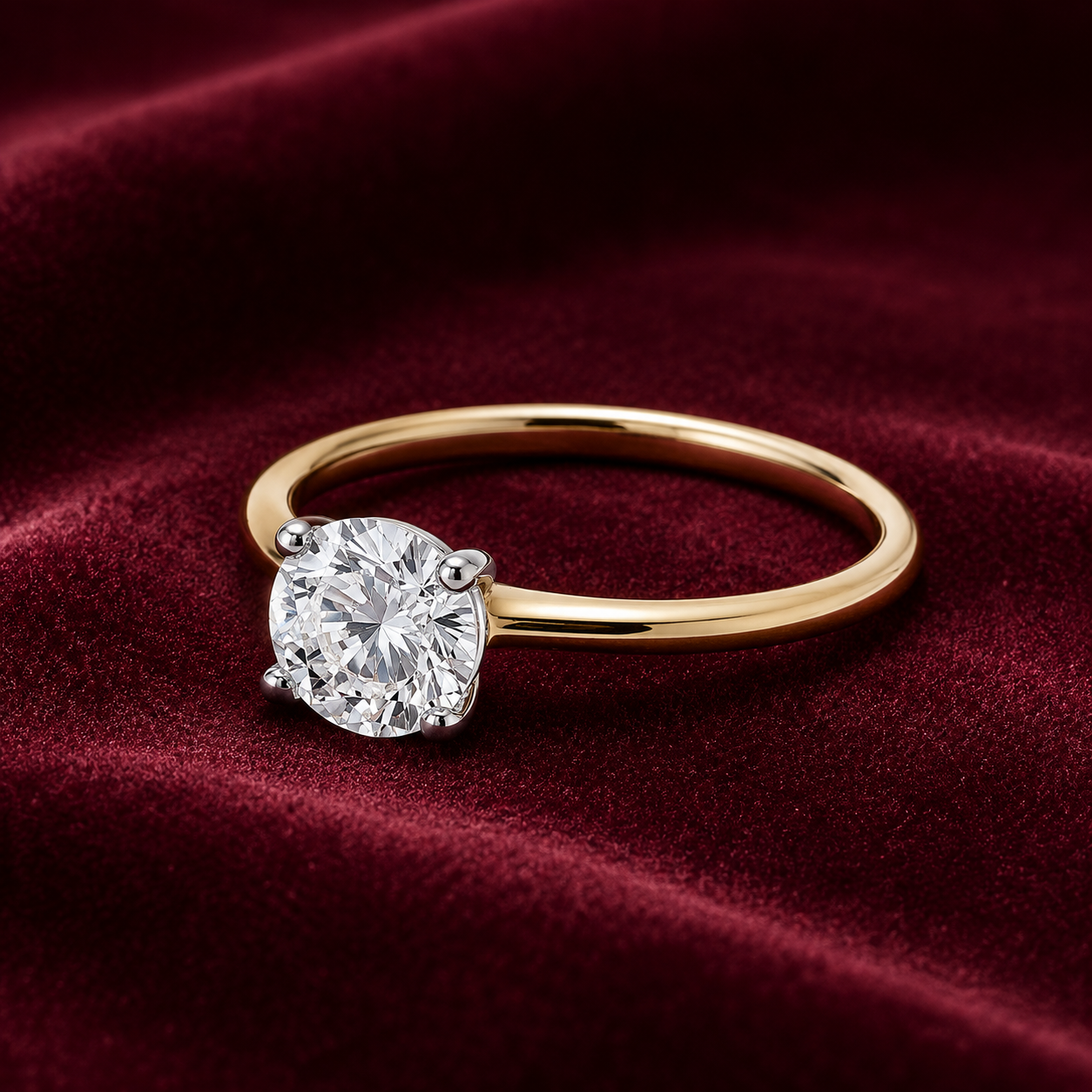 18ct Gold Solitaire Engagement Ring on Solid Sterling Silver 925 Size J-V