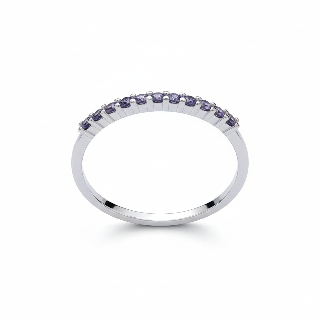 Sterling Silver Tanzanite Eternity Ring Anniversary Band 925 Hallmark Size K-S