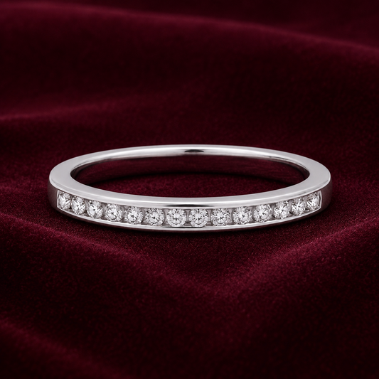 Sterling Silver Gold Eternity Band Ring Channel Setting 925