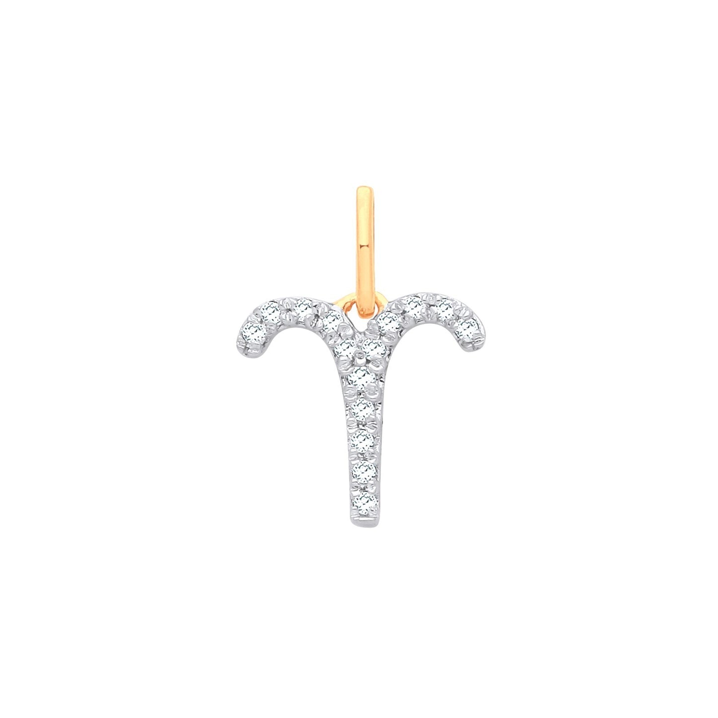 9ct Yellow Gold Aries Zodiac 0.10ct Pendant Made in London