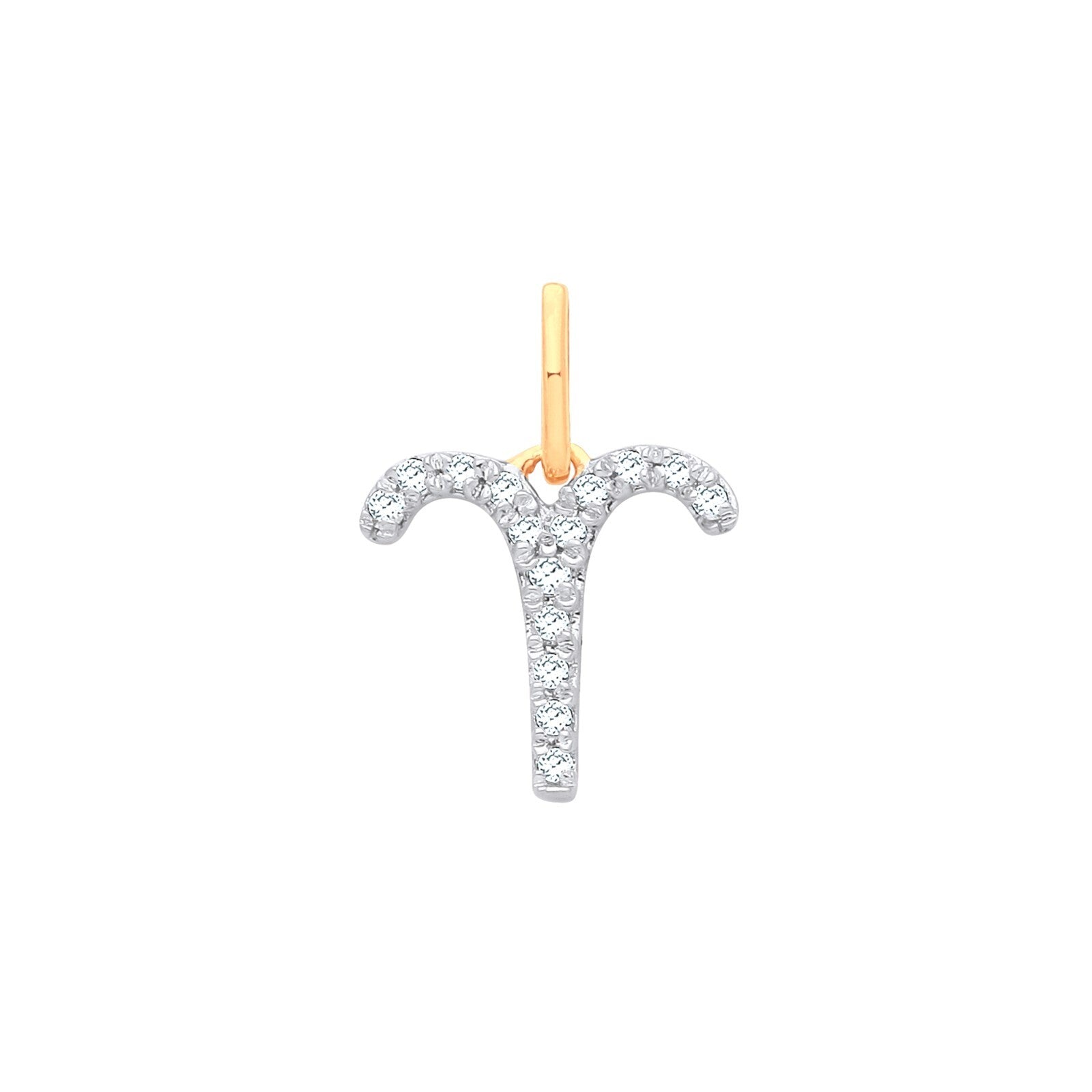 9ct Yellow Gold Aries Zodiac 0.10ct Pendant Made in London