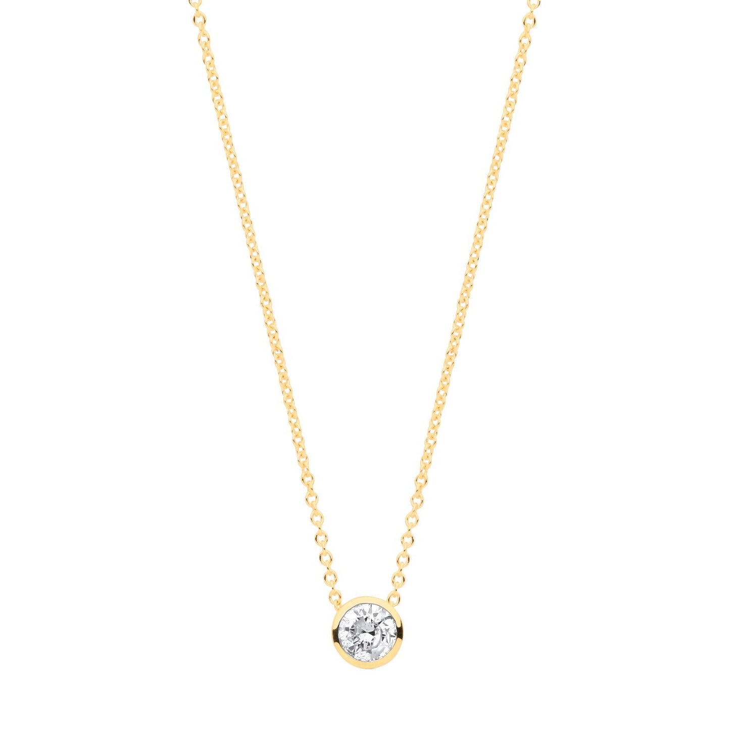 18ct Yellow Gold 0.25ctw G-SI Rubover Diamond Necklace (18in/45cm) Chain