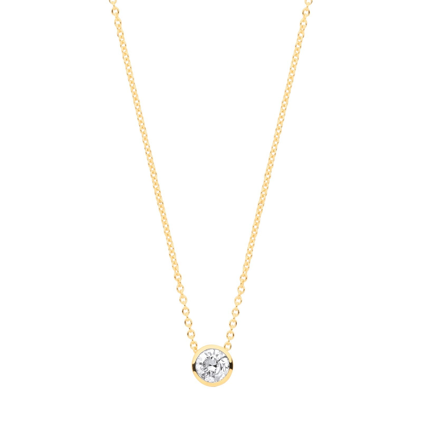 18ct Yellow Gold 0.25ctw G-SI Rubover Diamond Necklace (18in/45cm) Chain