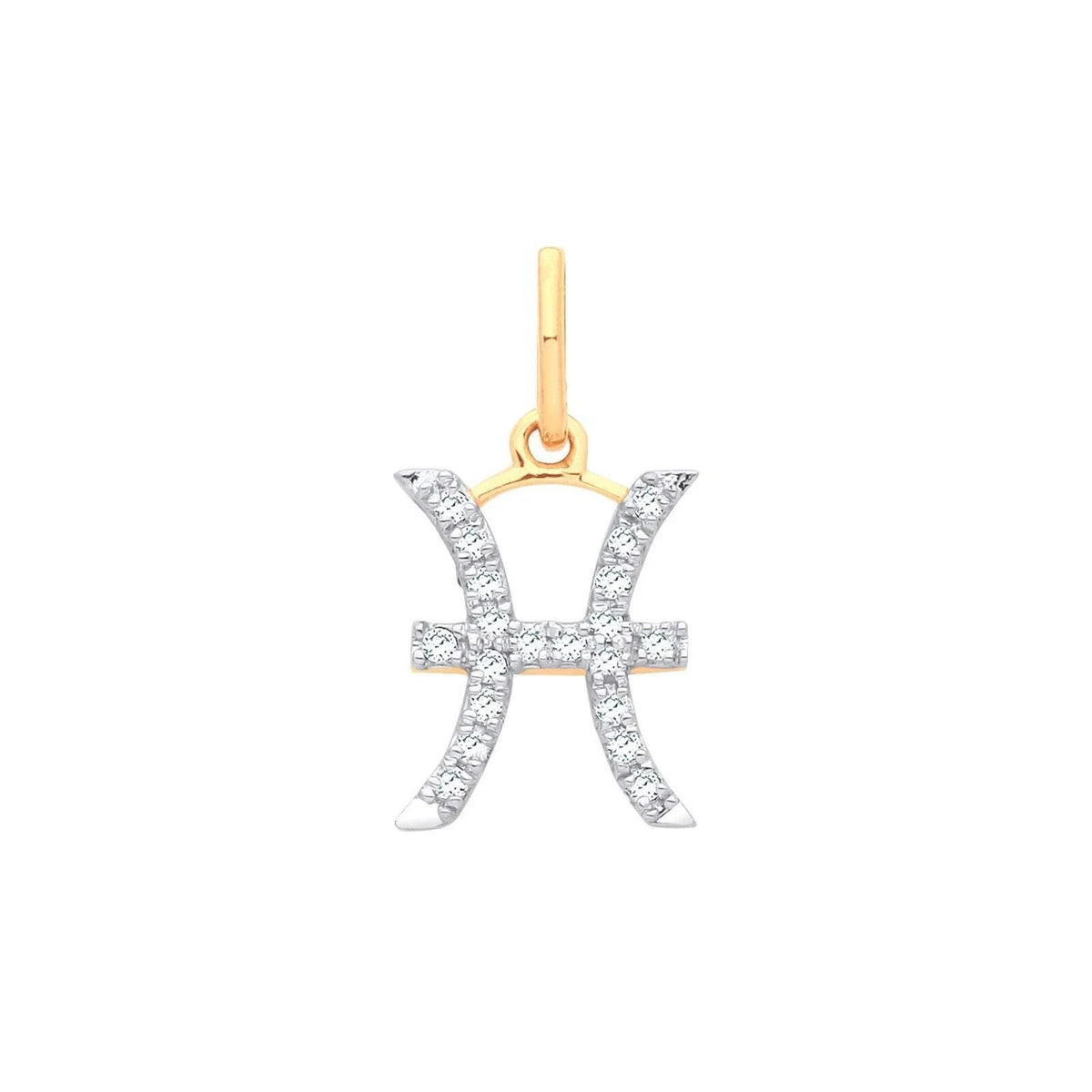 Real Diamond Zodiac Pendant Necklace 9ct Yellow Gold Hallmarked