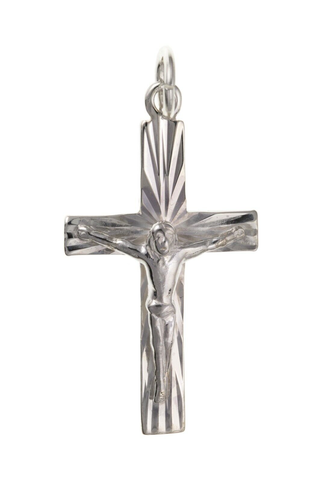 Silver Diamond Cut Crucifix Pendant Sterling Silver 925 Stamp All Chain Lengths